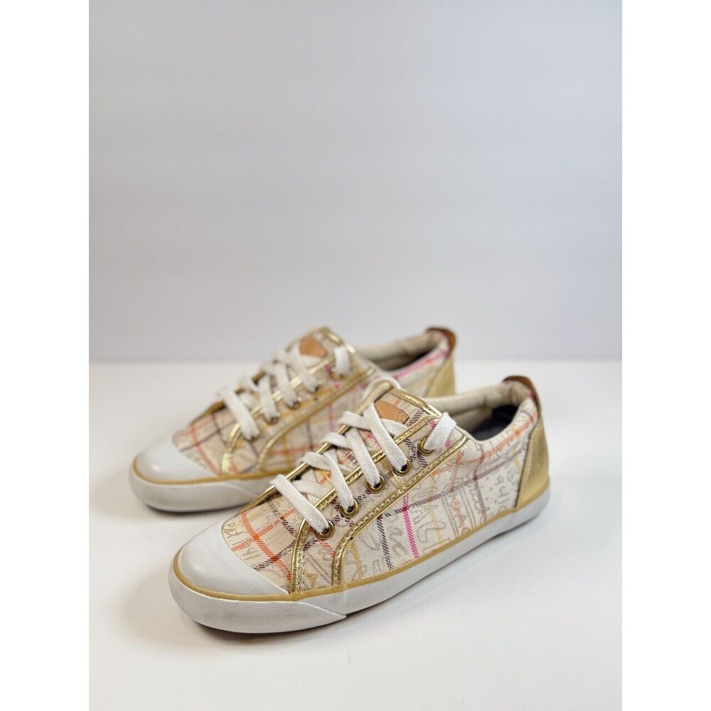 Coach Beige and Gold Plaid Sneakers - Picture 4 of 8